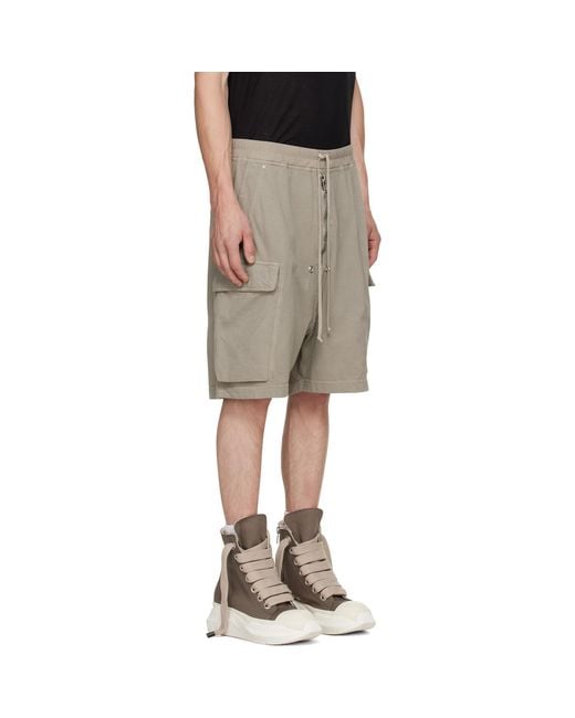 Rick Owens Gray Taupe Tower Cargobela Shorts for men