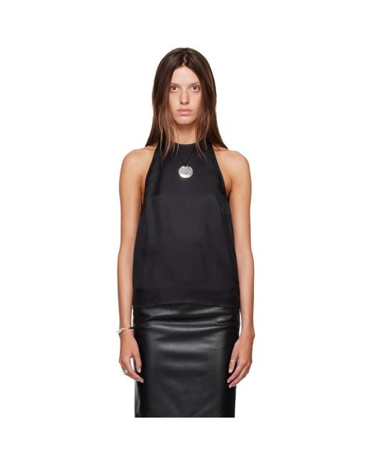 Loulou de Saison Black Cami Silk Twill Cape Top