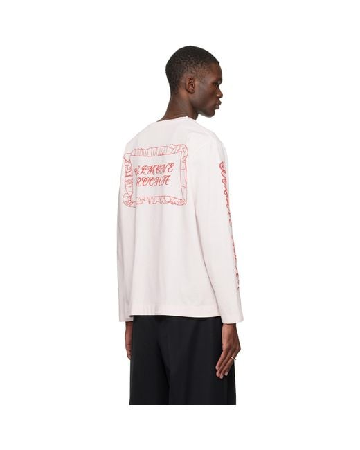 Simone Rocha Pink Pillowcase Logo Print Long Sleeve T-Shirt for men