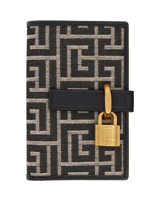 Balmain Gray Pulse Holder Monogram Jacquard Card Holder for men