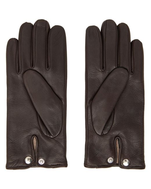 Ernest W. Baker Brown Cashmere Lined Leather Gloves for men