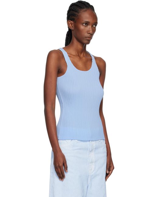 プリーツプリーズ 紫色と水色のドット柄タンクトップ Issey Miyake Hatching Bottoms Tank Top in Blue | Lyst