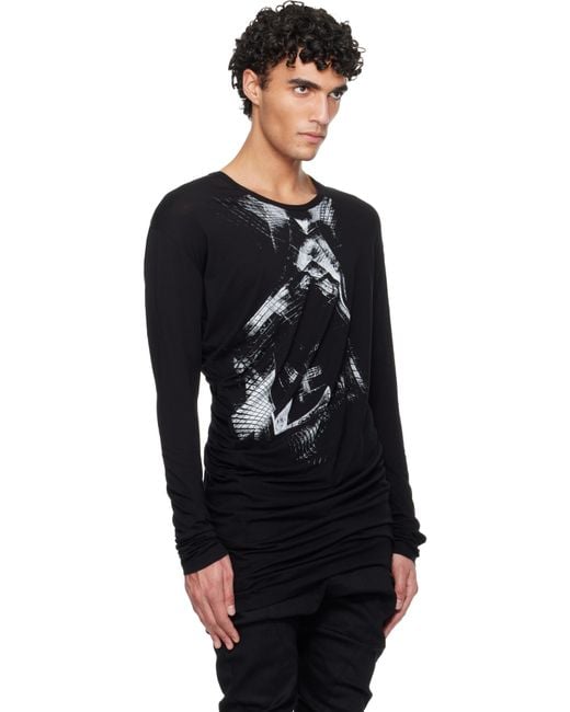 Julius Black Numinous Print Curved T-Shirt for men