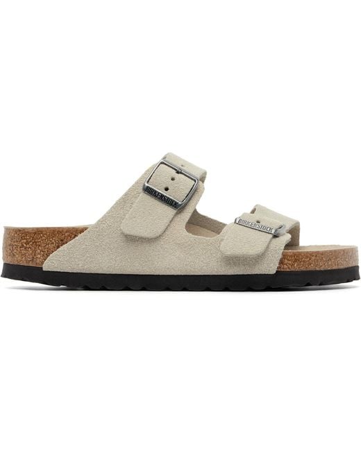 Birkenstock White Taupe Regular Arizona Soft Footbed Sandals