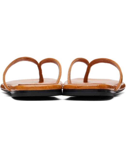 Totême  Black Croco-Embossed Flip-Flops