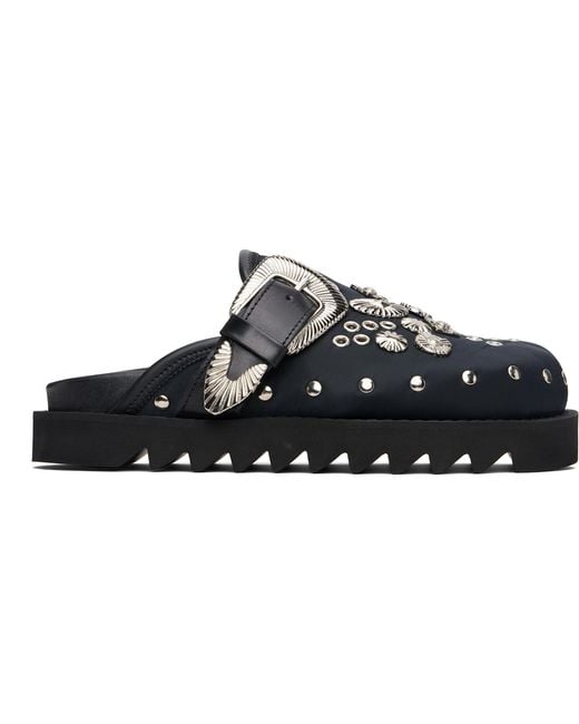 Toga Black Eyelet Metal Sabot Slip-on Loafers