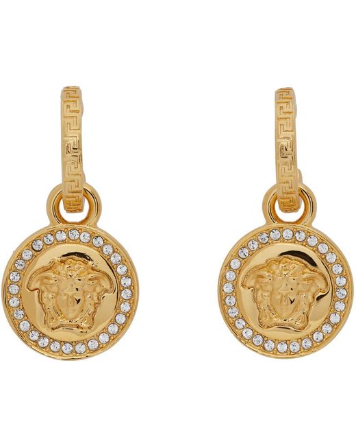 Versace Metallic Gold Diamond Medusa Earrings