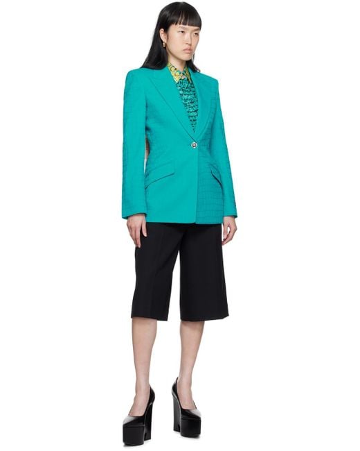 Versace ブルー ジャカード テーラードジャケット Blue