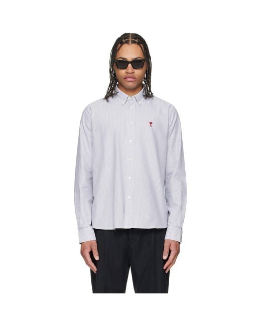 AMI Black Cotton Ami De Coeur Oxford Shirt for men