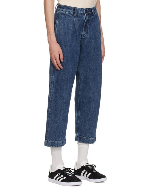 Noah NYC Blue Indigo Double-pleat Jeans for men