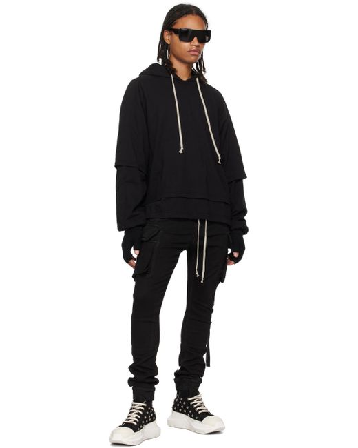 Rick Owens Black Hustler Hoodie for men