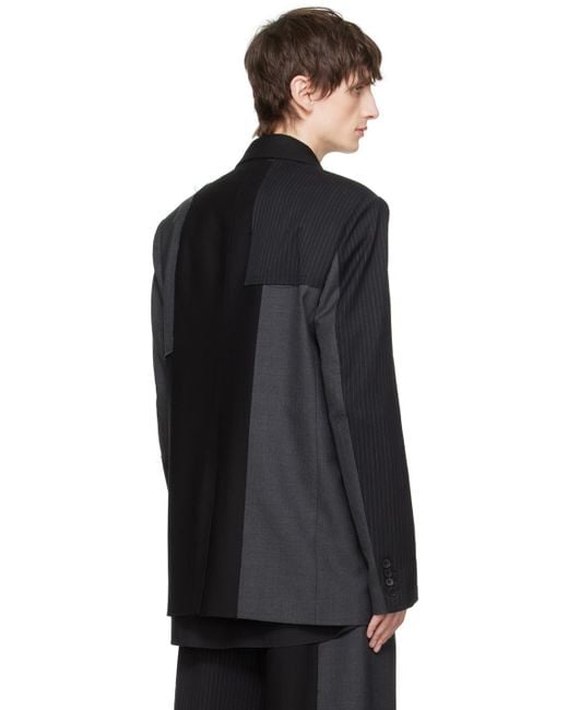 Feng Chen Wang Black Double-breasted Blazer for men