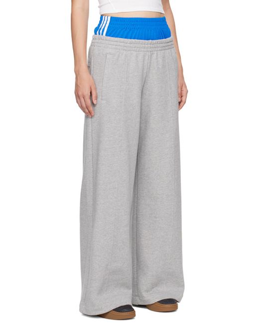 Adidas Originals Blue Wide-Leg Cotton Sweatpants