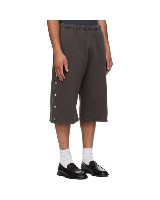 Les Tien Gray Part Snap Shorts for men