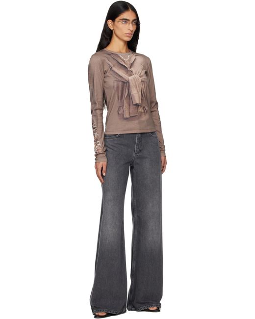 T-Shirt À Manches Longues En Jersey À Effet Trompe L'Œil MARINE SERRE en coloris Black