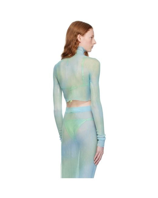 Off-White c/o Virgil Abloh Green Blue Tie-dye Turtleneck