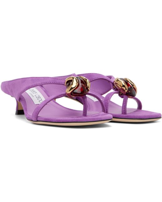 Jimmy Choo Purple Emeri Stone 35 Heeled Sandals