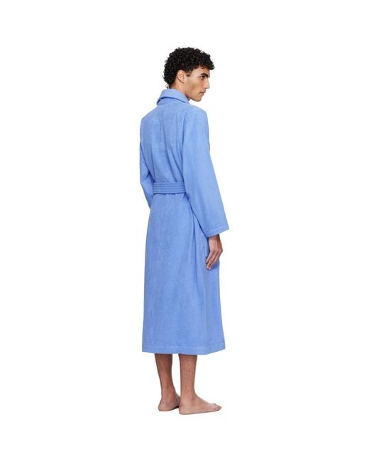 Tekla Blue Terry Classic Bathrobe for men