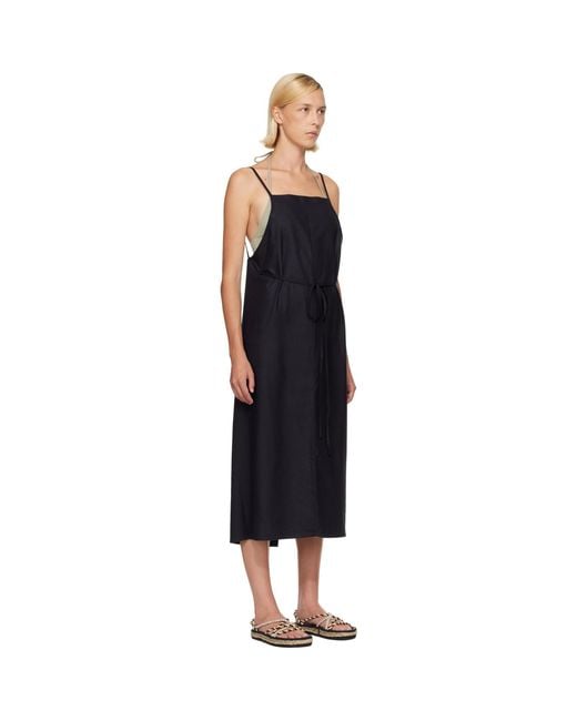 Baserange Black Yumi Apron Midi Dress