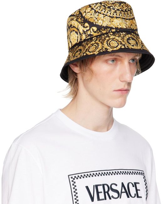 Versace White Baroque Reversible Bucket Hat for men