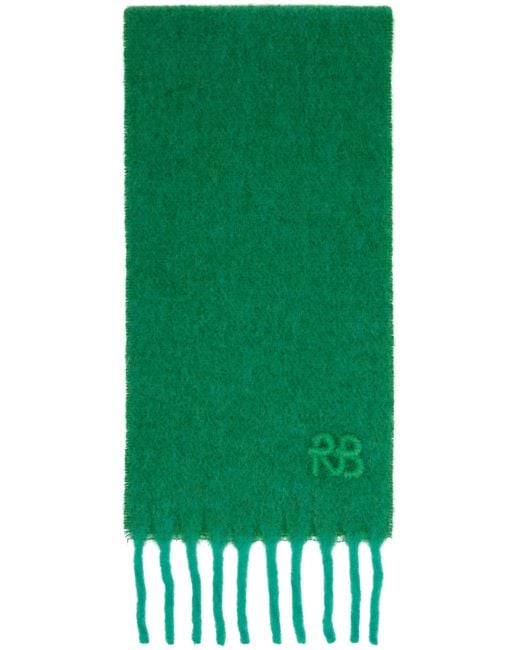 Ruslan Baginskiy Green Fringed Alpaca-Blend Mid Scarf