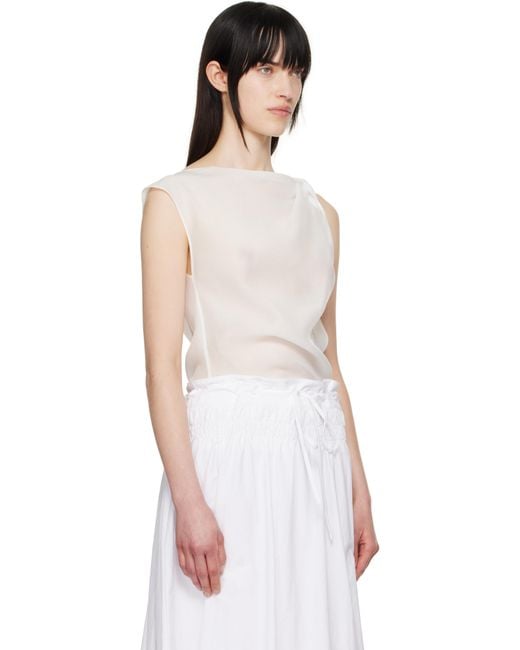LE17SEPTEMBRE White Asymmetrical Draped Tank Top