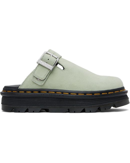 メンズ Dr. Martens グリーン Zebzag スエード スリングバック プラットフォーム ミュール Black