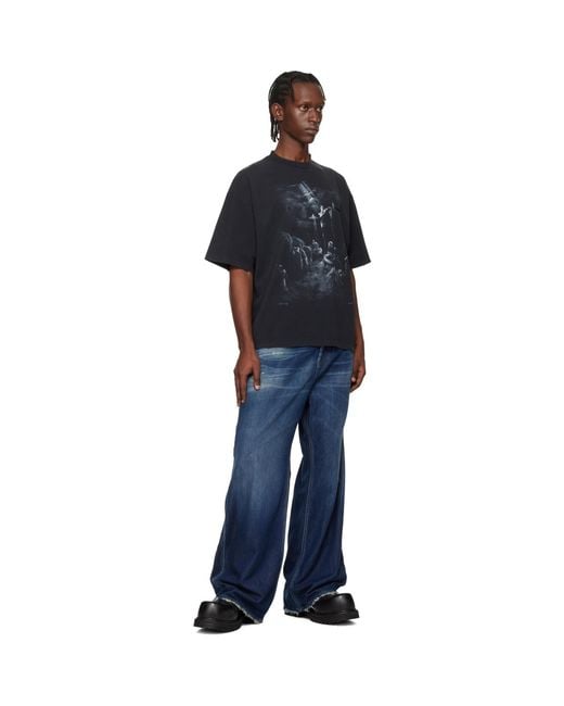 Vetements Blue Jesus On A Cross Distressed T-Shirt for men
