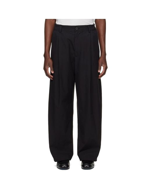 Studio Nicholson Black Shire Cotton Pleated Trousers for men