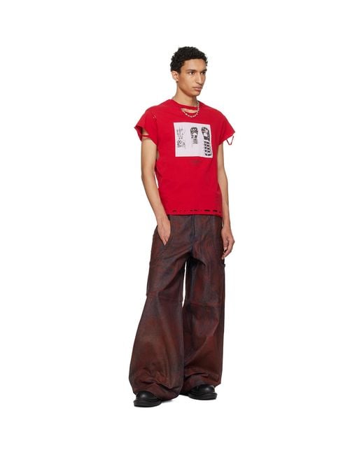 HYACYN Brown Sevar Rof Low Pocket Painted Jeans for men