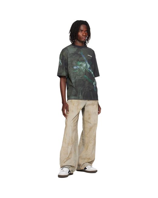 Off-White c/o Virgil Abloh Green Dark Painting Skate S/S T-Shirt for men