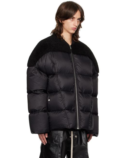 Rick Owens Black Porterville Flight Shearling Down Jacket for men