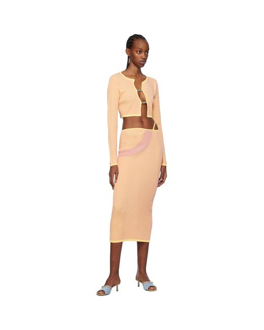 Gcds Natural Pink Comma Midi Skirt