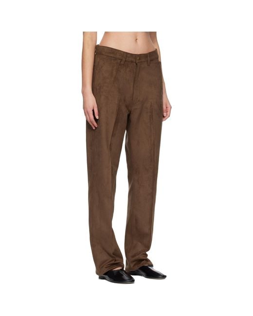 Needles Brown Straight Faux-Suede Pants