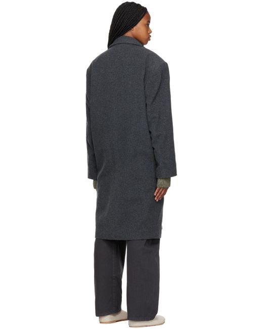 Lemaire Black Gray Chesterfield Coat for men