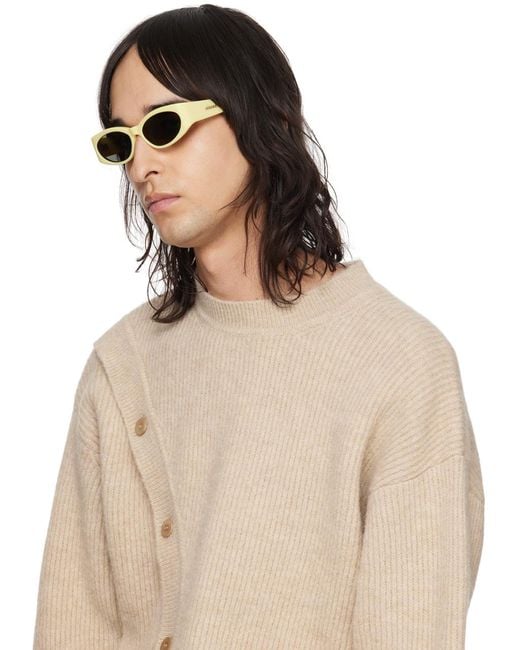 Jacquemus Green Yellow 'les Lunettes Ovalo' Sunglasses for men