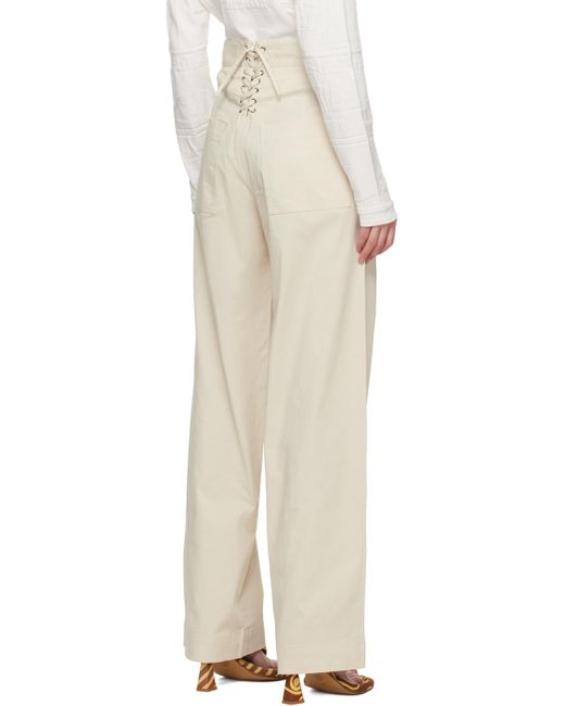 Serapis White Off- Lace-up Trousers