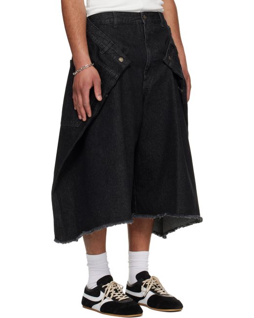 Lu'u Dan Men's Black Denim Maxi Shorts