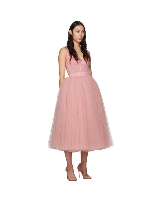dolce and gabbana tulle midi dress Dolce & Gabbana Jersey Calf-length Dress With Tulle Sleeves