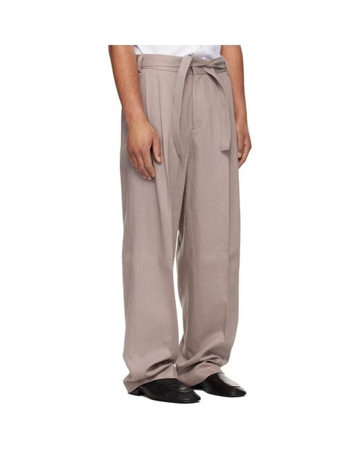 HUGO Multicolor Taupe Fashion-Fit Front Pleat Belt Detail Trousers for men