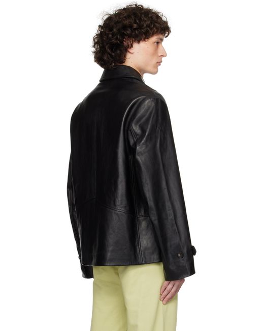 メンズ Bode ブラック Continental クロップド レザージャケット Black