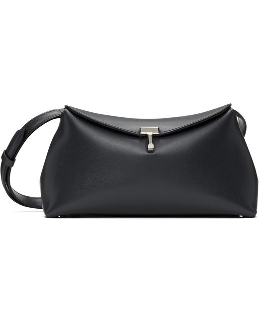 Totême Black T-Lock Leather Clutch