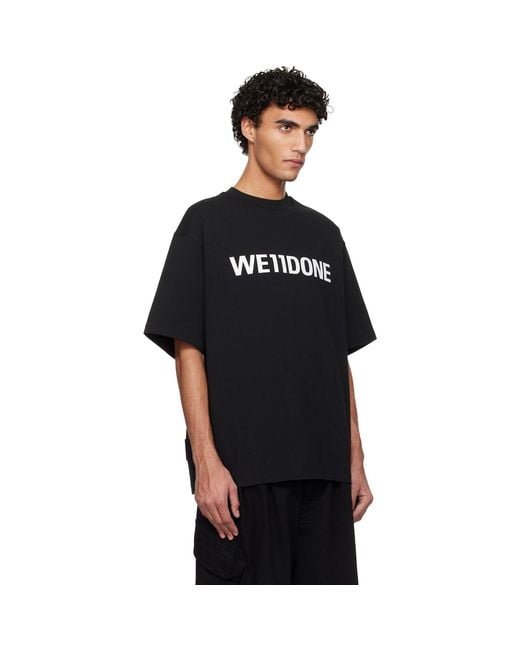 we11done Black Large Basic Logo T-Shirt for men