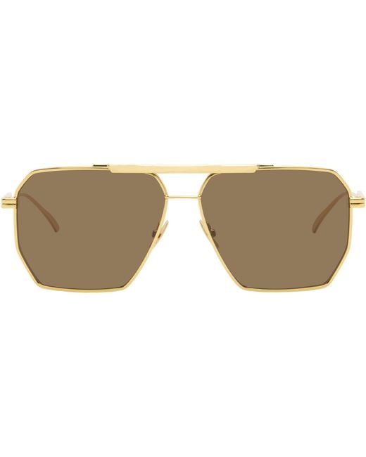 Bottega Veneta Black Classic Aviator Sunglasses
