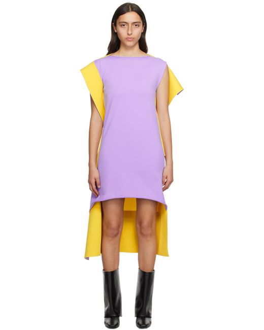 Issey Miyake Multicolor Purple & Yellow Shaped Canvas Minidress