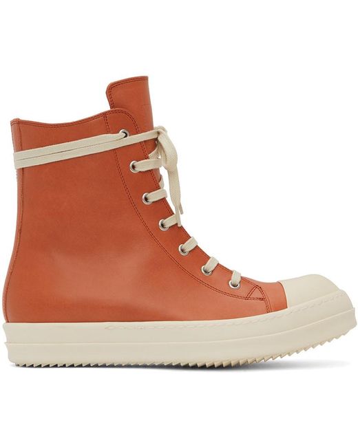 Rick Owens Orange Strobe Sneakers in Brown for Men | Lyst