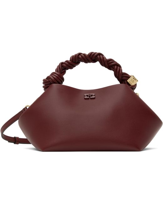 GANNI バーガンディ スモール Bou クロコ パテント バッグ