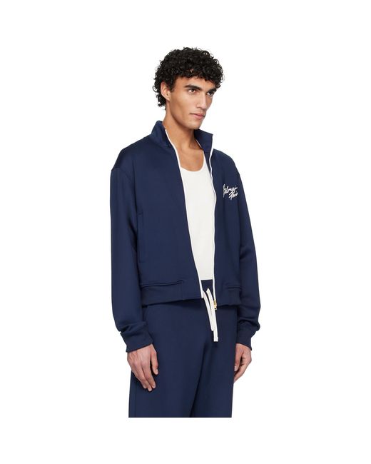 Balmain Blue Printed Signature Track Jacket for men