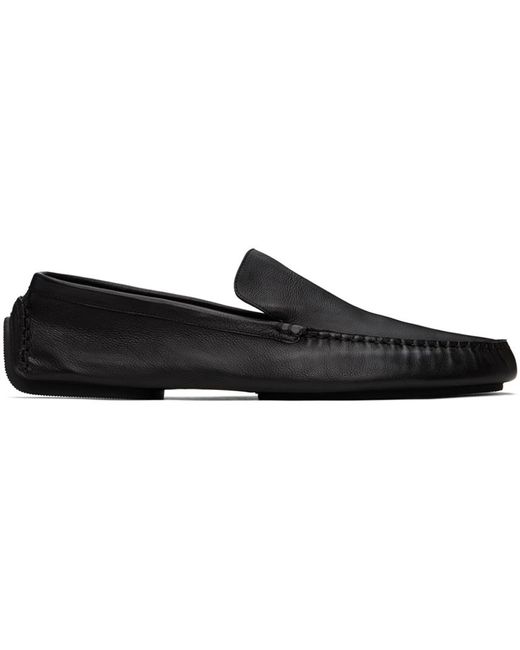 The Row Black Lucca Slip-On Loafers for men