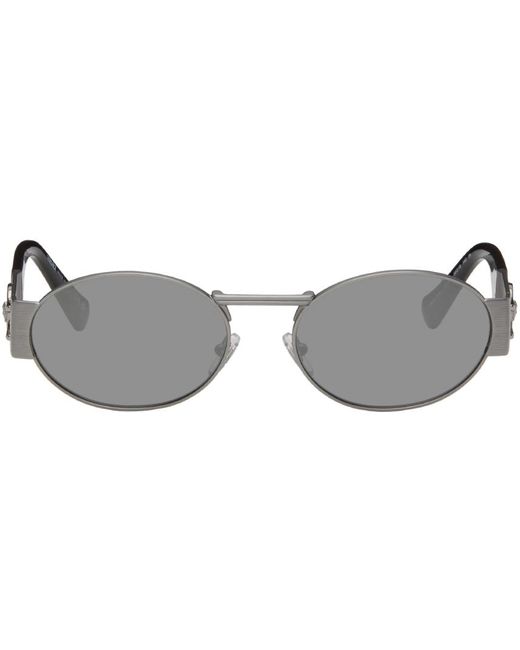 Versace Black Silver Oval Sunglasses for men